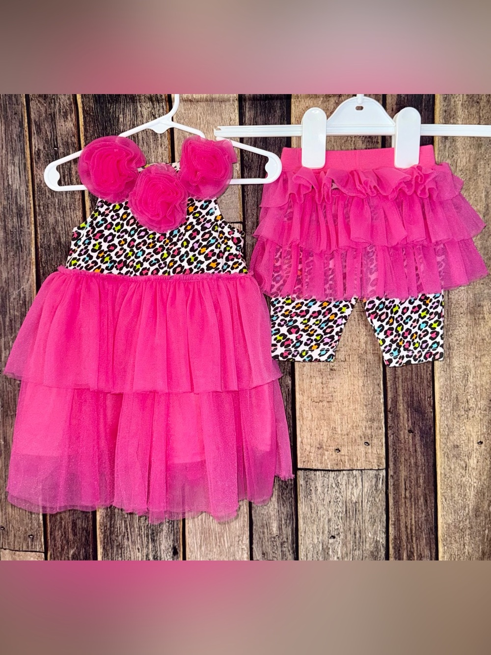 Mud Pie Leopard Print Tutu 2pc Short Set 0-6m